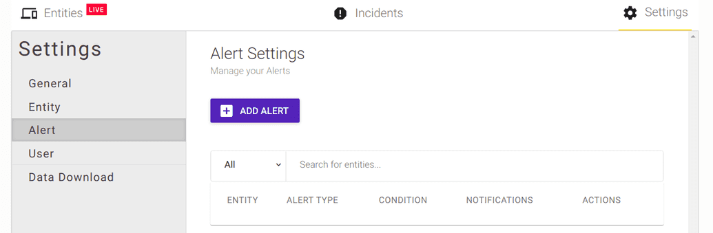 Alert Settings Page